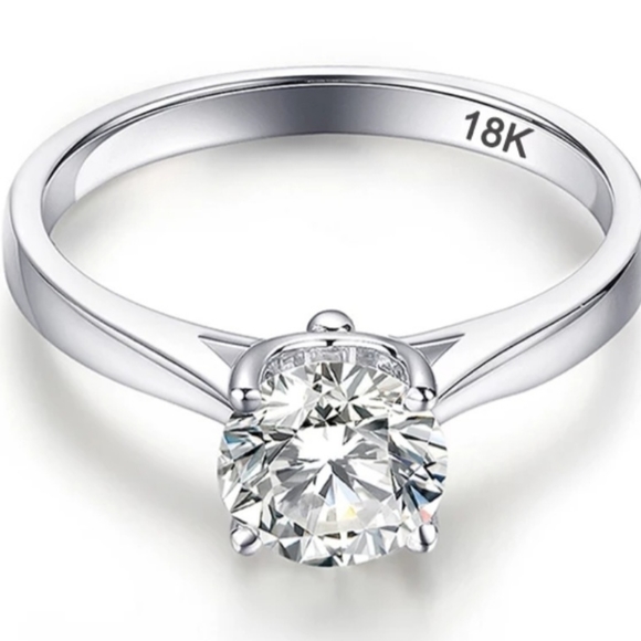 18K white gold size 9 engagement ring 2 carat - Picture 2 of 4